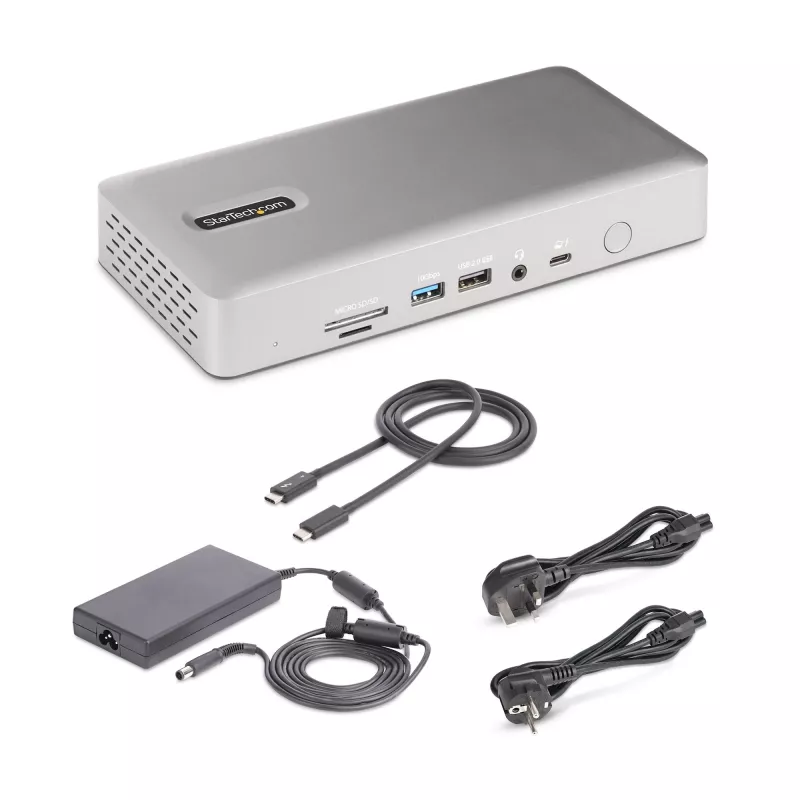 StarTech.com universali USB4 ir Thunderbolt 4 dokų stotelė, keturi ekranai Windows, du ekranai MacBook, HDMI DP dokas su 98W įkrovimu nešiojamam kompiuteriui