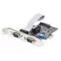 StarTech.com 2 prievadų PCIe serijinė plokštė, dviejų prievadų PCI Express į RS232/RS422/RS485 (DB9) serijinė plokštė, su žemo profilio laikikliais, 16C1050 UART, Windows/Linux, TAA atitiktis – 4 lygio ESD apsauga