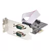 StarTech.com 2 prievadų PCIe serijinė plokštė, dviejų prievadų PCI Express į RS232/RS422/RS485 (DB9) serijinė plokštė, su žemo profilio laikikliais, 16C1050 UART, Windows/Linux, TAA atitiktis – 4 lygio ESD apsauga