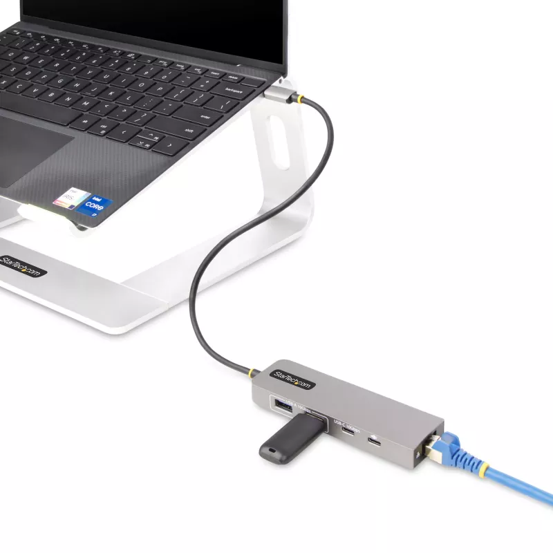 StarTech.com 3 prievadų USB-C stotelė su 2,5 Gbps Ethernet ir 100 W Power Delivery pralaidumu, USB 3.2 10 Gbps, 2x USB-A / 1x USB-C, nešiojamas USB-C adapteris
