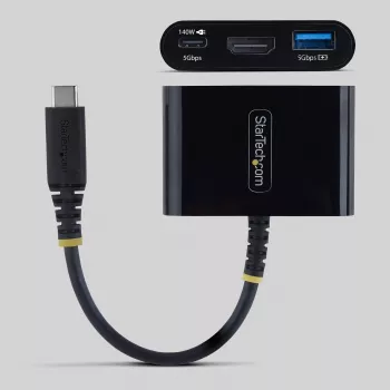 StarTech.com USB-C į HDMI kelių prievadų adapteris su 140W PD įkrovimu, 4K 60Hz HDMI, USB 5Gbps šakotuvu, mini dokas, skirtas MacBook / Dell / Thinkpad / HP / iPad / planšetėms