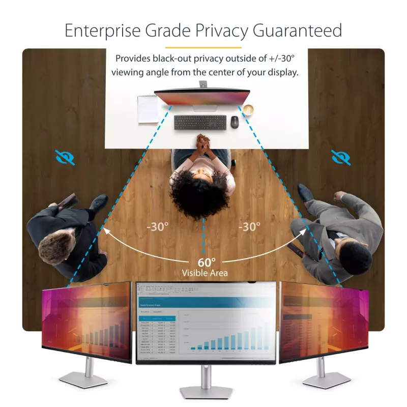StarTech.com 27 colių 16:9 auksinis privatumo ekrano filtras, reversinis, blizgus, nuimamas, +/- 30 laipsnių
