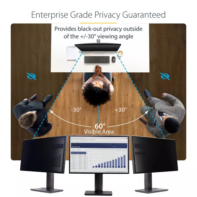 StarTech.com 23,8 colio 16:9 kompiuterio monitoriaus privatumo ekranas, kabinamas akrilinis filtras, greito montavimo apsauginis skydas, monitoriaus ekrano apsauga, +/- 30 laipsnių vaizdas, blizgus
