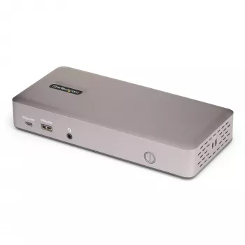 StarTech.com USB4 dokų stotelė trims monitoriams, 4K 60Hz HDMI arba DisplayPort, 100W nešiojamojo kompiuterio įkrovimas, 2.5GbE, USB-C kelių monitorių dokas, be tvarkyklių