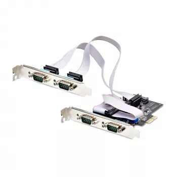 StarTech.com 4 prievadų PCIe serijinė kortelė, keturių prievadų PCI Express į RS232/RS422/RS485 (DB9) serijinė kortelė, komplekte mažo profilio laikiklis, 16C1050 UART, Windows/Linux, TAA atitiktis, 4 lygio ESD apsauga