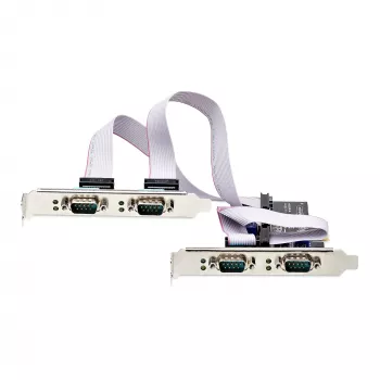 StarTech.com 4 prievadų PCIe serijinė kortelė, keturių prievadų PCI Express į RS232/RS422/RS485 (DB9) serijinė kortelė, komplekte mažo profilio laikiklis, 16C1050 UART, Windows/Linux, TAA atitiktis, 4 lygio ESD apsauga