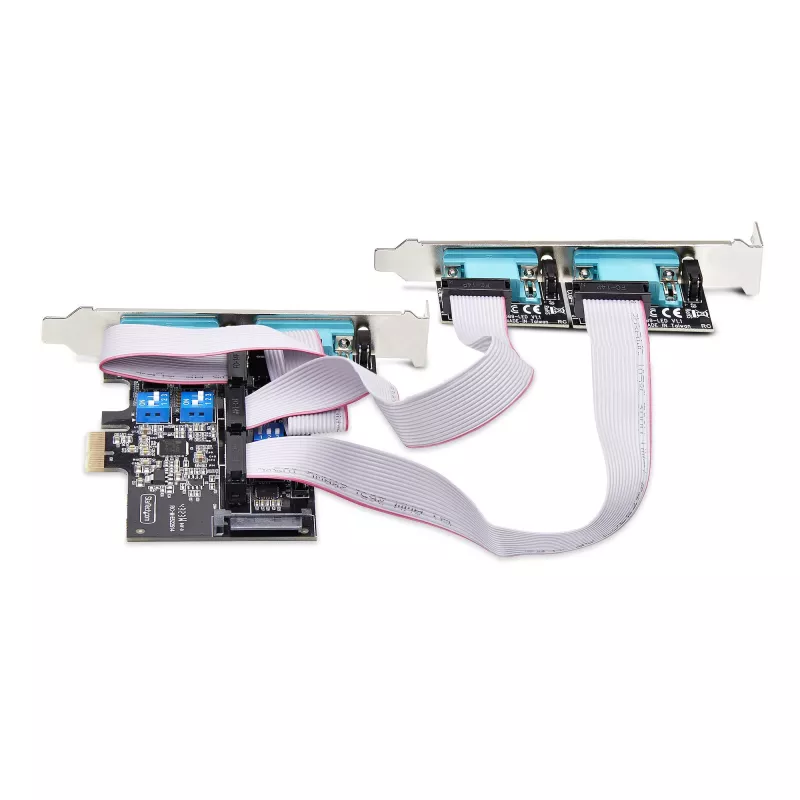 StarTech.com 4 prievadų PCIe serijinė kortelė, keturių prievadų PCI Express į RS232/RS422/RS485 (DB9) serijinė kortelė, komplekte mažo profilio laikiklis, 16C1050 UART, Windows/Linux, TAA atitiktis, 4 lygio ESD apsauga