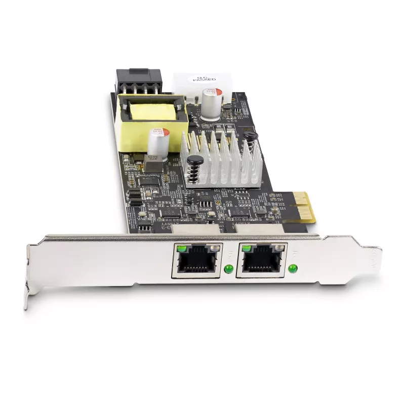 StarTech.com 2 prievadų 2,5 Gbps NBASE-T PoE tinklo plokštė, du Intel I225-V, 802.3af/at PoE+ kelių gigabitų NIC, PCI Express serverio LAN plokštė, LP4/8 kontaktų PCIe maitinama