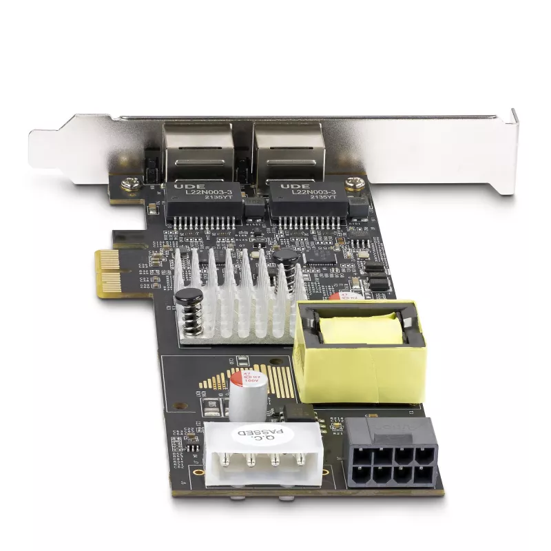 StarTech.com 2 prievadų 2,5 Gbps NBASE-T PoE tinklo plokštė, du Intel I225-V, 802.3af/at PoE+ kelių gigabitų NIC, PCI Express serverio LAN plokštė, LP4/8 kontaktų PCIe maitinama
