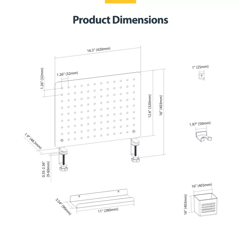 StarTech.com 1612B-DESK-PEGBOARD stalo organizatorių rinkinys 1 vnt.