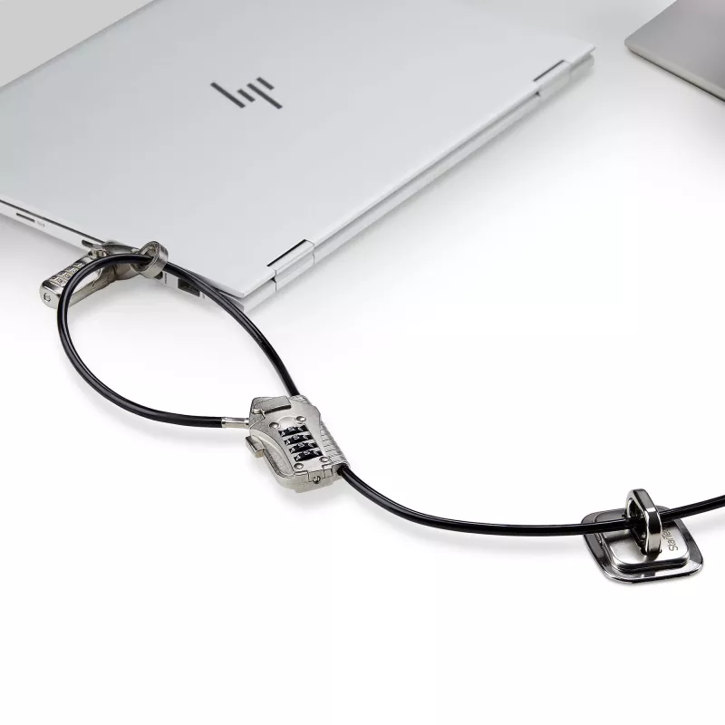 StarTech.com Laptop / Darbalaukio ir Periferinių Įrenginių Apsaugos Rinkinys, K-Slot, 3 m Plieninis Kabelis, 3 Įrenginiai, 4 Skaitmenų Kombinacinis Užraktas - TAA