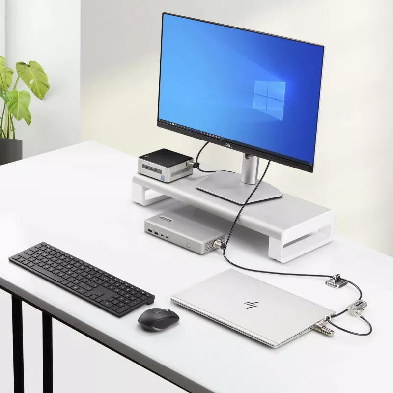 StarTech.com Laptop / Darbalaukio ir Periferinių Įrenginių Apsaugos Rinkinys, K-Slot, 3 m Plieninis Kabelis, 3 Įrenginiai, 4 Skaitmenų Kombinacinis Užraktas - TAA