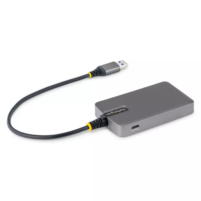 StarTech.com 4 prievadų USB-A šakotuvas, 5 Gbps, maitinamas iš magistralės, USB-A į 4x USB-A su USB-C pagalbiniu maitinimo įėjimu, 30 cm laidas, nešiojamas stalinio/nešiojamojo kompiuterio USB šakotuvas