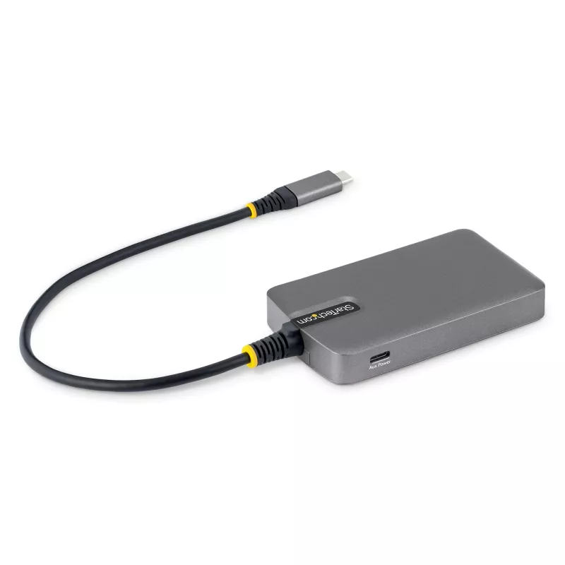 StarTech.com 4 prievadų USB-C šakotuvas, 5 Gbps, maitinamas iš magistralės, USB C į 4x USB-A su USB-C papildomu maitinimo įėjimu, 30 cm laidas, nešiojamas