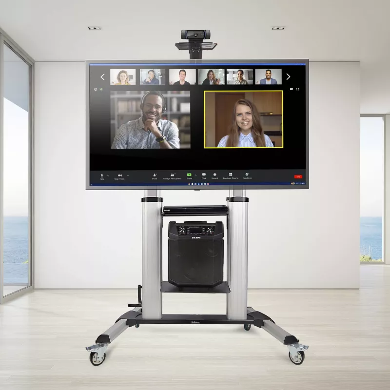 StarTech.com Mobilus televizoriaus stovas ant ratukų 60-100 colių plokščiaekraniams, iki 100 kg, aukščio reguliavimas rankine svirtimi