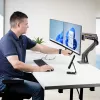 StarTech.com dviejų monitorių stalinis laikiklis su skersine, iki 27 colių ekranams, VESA 75x75/100x100, iki 15 kg, C formos spaustuvas, pilnai reguliuojamas, mechaninė spyruoklė, TAA