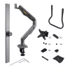 StarTech.com dviejų monitorių stalinis laikiklis su skersine, iki 27 colių ekranams, VESA 75x75/100x100, iki 15 kg, C formos spaustuvas, pilnai reguliuojamas, mechaninė spyruoklė, TAA