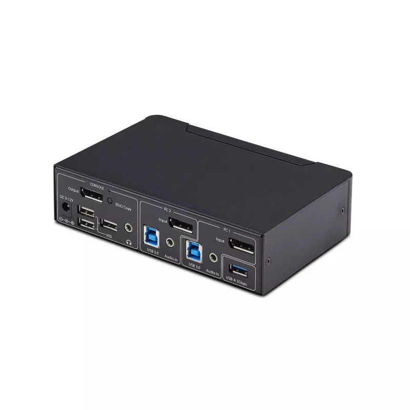 StarTech.com 2 prievadų DisplayPort KVM jungiklis, 4K 60Hz, DP 1.2, EDID valdymas, 2 prievadų USB 3.0 šakotuvas, 4x USB HID prievadai, atitinka TAA