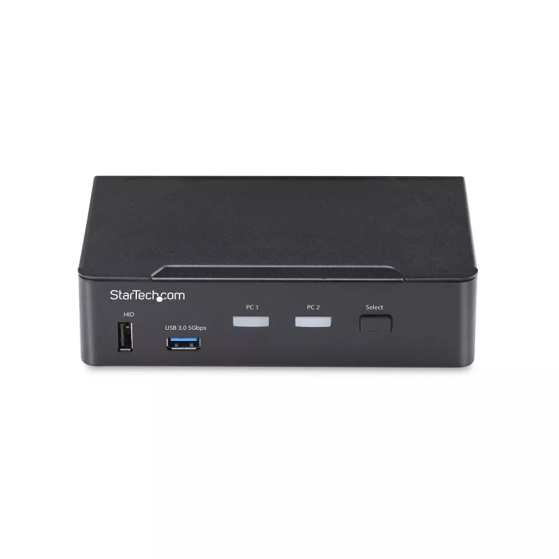 StarTech.com 2 prievadų DisplayPort KVM jungiklis, 4K 60Hz, DP 1.2, EDID valdymas, 2 prievadų USB 3.0 šakotuvas, 4x USB HID prievadai, atitinka TAA
