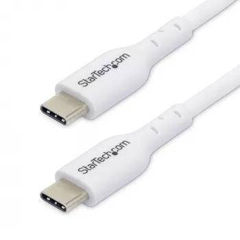StarTech.com 3m (9.8 pėdų) baltas USB-C įkrovimo laidas, USB C laidas, USB 2.0 Type-C nešiojamojo kompiuterio įkroviklio laidas, 60W 3A Power Delivery, TPE apvalkalas, USB-C duomenų perdavimo laidas, M/M
