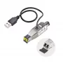 „StarTech.com“ Gigabit šviesolaidžio į RJ45 Ethernet keitiklis, vienmodis 10 km / daugiamodis 800 m, USB maitinimas, kompaktiškas, metalinis korpusas, TAA