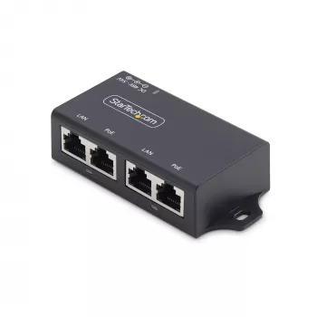 StarTech.com 2 prievadų Gigabit PoE+ įpurškiklis, 10/100/1000Mbps, PoE+ (802.3af/at), 30W, 1Gbps Ethernet, montuojamas ant sienos, nevaldomas maitinimas per Ethernet