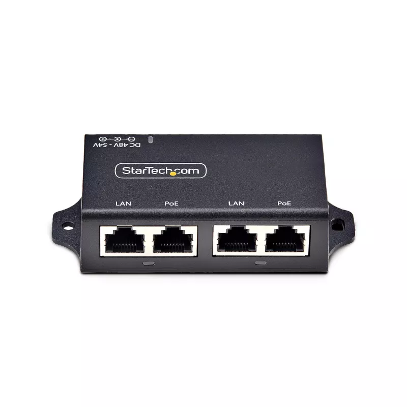 StarTech.com 2 prievadų Gigabit PoE+ įpurškiklis, 10/100/1000Mbps, PoE+ (802.3af/at), 30W, 1Gbps Ethernet, montuojamas ant sienos, nevaldomas maitinimas per Ethernet