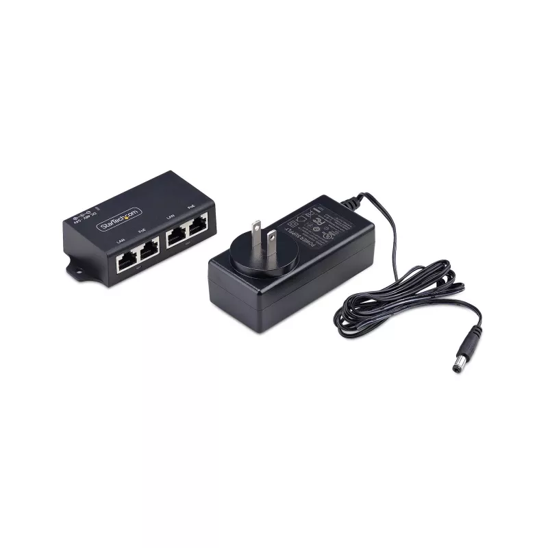 StarTech.com 2 prievadų Gigabit PoE+ įpurškiklis, 10/100/1000Mbps, PoE+ (802.3af/at), 30W, 1Gbps Ethernet, montuojamas ant sienos, nevaldomas maitinimas per Ethernet