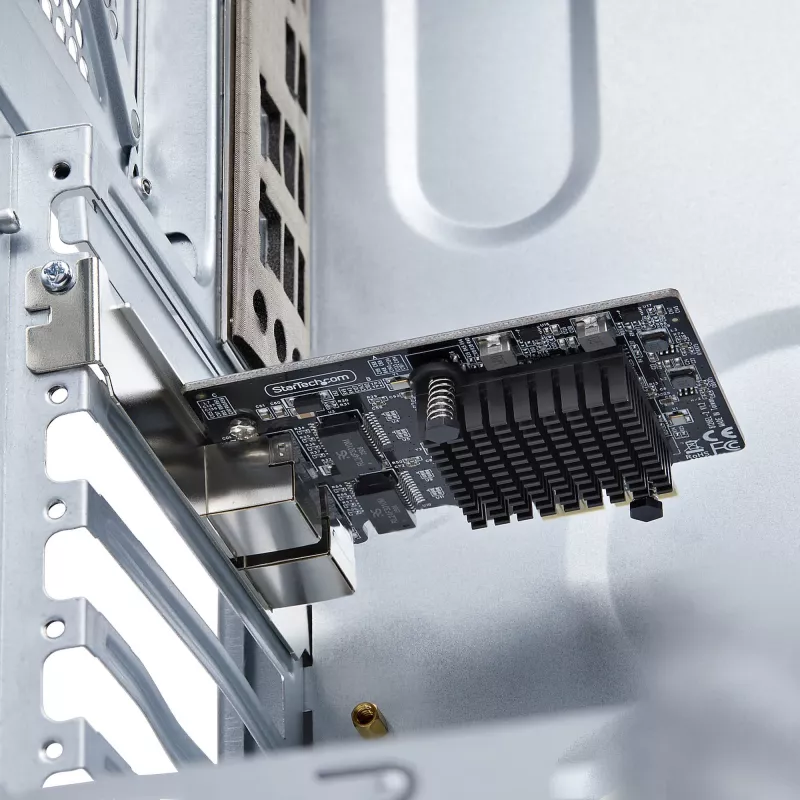 StarTech.com 2 prievadų 5G Gigabit PCIe tinklo adapterio kortelė, 5G/2.5G/1G/100M/10M PCI Express LAN kortelė, Realtek RTL8126, Windows ir Linux, TAA atitikmuo