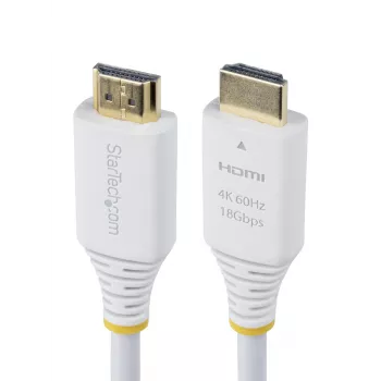 StarTech.com 10ft (3m) Premium sertifikuotas didelės spartos HDMI laidas, 4K 60Hz/1440p 144Hz, HDR10/HDCP 2.2/ARC, 18Gbps, UHD HDMI 2.0 laidas TV/monitoriui/ekranui, TPE apvalkalas, baltas