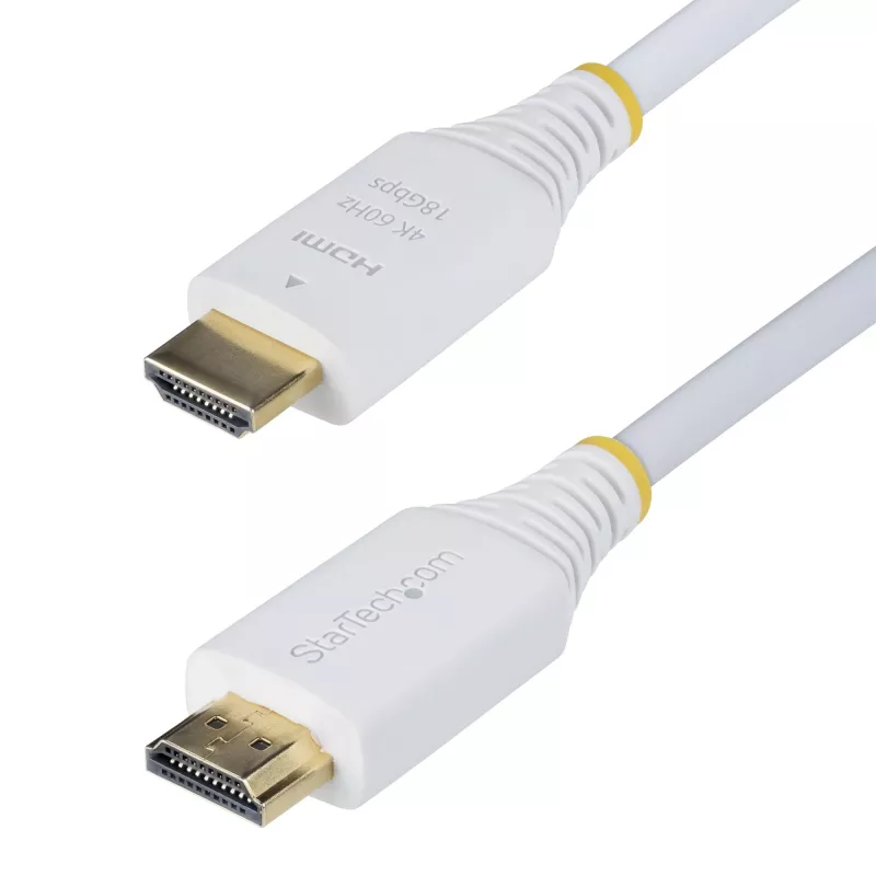 StarTech.com 10ft (3m) Premium sertifikuotas didelės spartos HDMI laidas, 4K 60Hz/1440p 144Hz, HDR10/HDCP 2.2/ARC, 18Gbps, UHD HDMI 2.0 laidas TV/monitoriui/ekranui, TPE apvalkalas, baltas