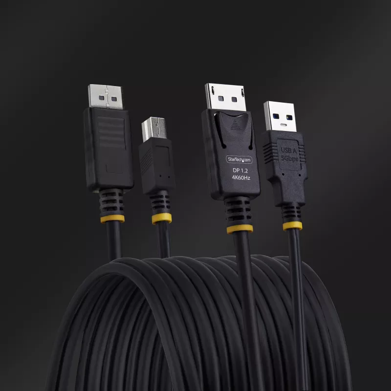 StarTech.com 10ft (3m) DisplayPort ir USB 5Gbps KVM laidas, 4K 60Hz, universaliai suderinamas DP 1.2/USB 3.0 kombinuotas laidas KVM jungikliams