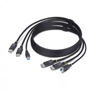 StarTech.com 1,8 m kombinuotas KVM laidas su dviem DisplayPort ir USB 5 Gbps, 4K 60 Hz, DP 1.2 / USB 3.0, universalus suderinamumas su dviejų monitorių KVM jungikliais