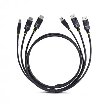 StarTech.com 1,8 m kombinuotas KVM laidas su dviem DisplayPort ir USB 5 Gbps, 4K 60 Hz, DP 1.2 / USB 3.0, universalus suderinamumas su dviejų monitorių KVM jungikliais