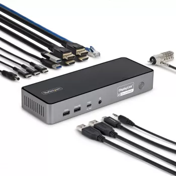 StarTech.com USB-C stotelė trims monitoriams, 140W įkrovimas nešiojamam kompiuteriui, 4K 60Hz HDMI arba DisplayPort, TAA