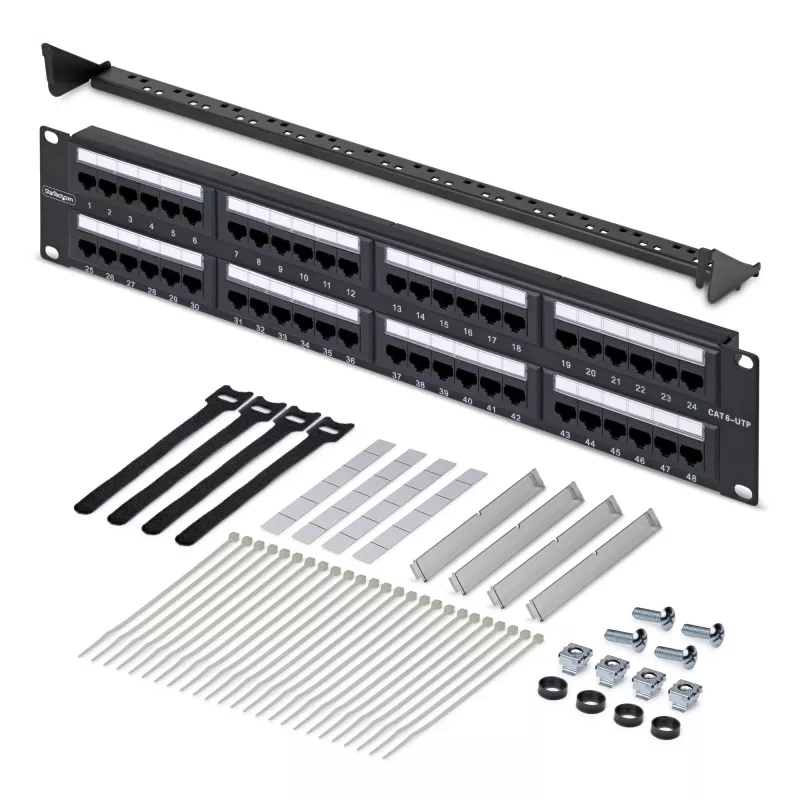 StarTech.com 48 prievadų 2U stovo skydelis Cat6, RJ45, UTP, 110 punch-down