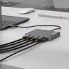 StarTech.com USB-C į keturių monitorių darbo stoties adapteris, 4K 60Hz HDMI, 140W PD perdavimas nešiojamojo kompiuterio įkrovimui, USB prievadas belaidžiai pelėms / klaviatūroms, TAA