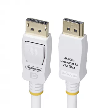 StarTech.com 1,8 m balta VESA sertifikuota DisplayPort 1.2 laidas, 4K 60Hz, 21,6 Gbps, su fiksavimo jungtimis