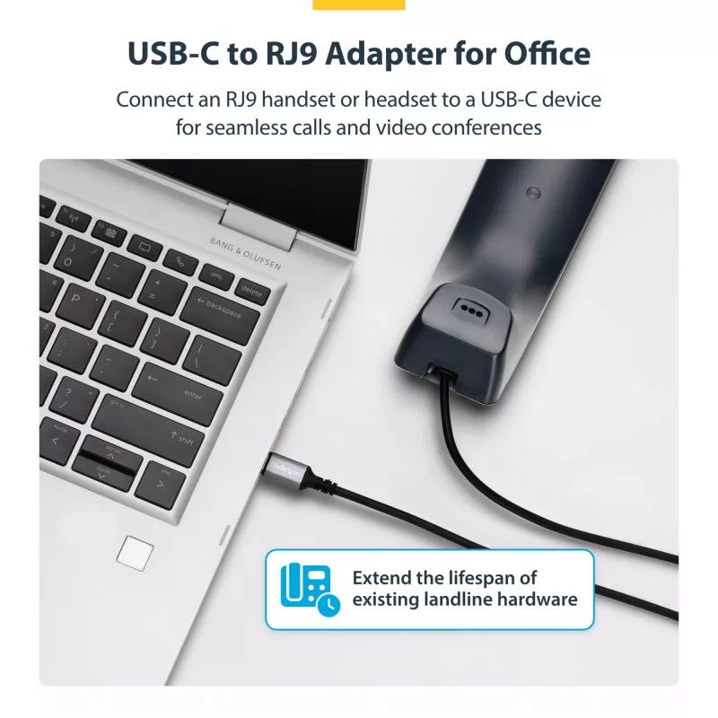 StarTech.com UR9-HEADSET-ADAPTER laido lyties keitiklis USB-C RJ-9 Juoda
