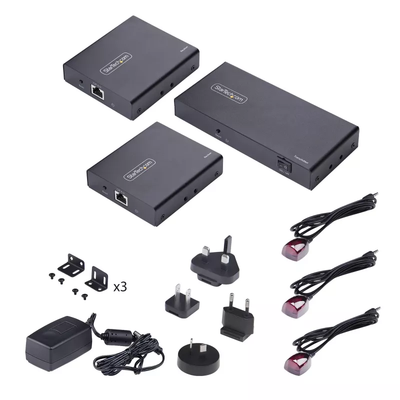StarTech.com 2 prievadų HDMI prailgintuvas ir skirstytuvas per CAT6, 4K 60Hz, iki 70 m, 1x2 HDMI per Ethernet rinkinys su IR ir maitinimu per kabelį