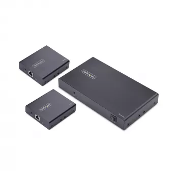 StarTech.com 4 prievadų HDMI signalo skirstytuvas ir prailgintuvas per CAT6, 4K 60Hz, iki 70 m, 1x4 HDMI per Ethernet rinkinys su IR ir maitinimu per kabelį