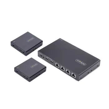 StarTech.com 4 prievadų HDMI signalo skirstytuvas ir prailgintuvas per CAT6, 4K 60Hz, iki 70 m, 1x4 HDMI per Ethernet rinkinys su IR ir maitinimu per kabelį