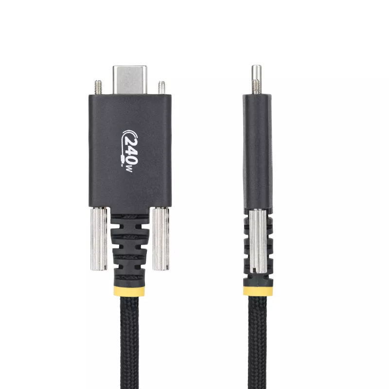StarTech.com 10ft (3m) USB-C įkrovimo laidas, patvarus ir itin lankstus, su šoniniais fiksavimo varžtais, 240W (5A) PD EPR, USB 2.0 nešiojamojo kompiuterio įkrovimo laidas, USB-IF sertifikuotas, tvirtas USB-C įkrovimo laidas