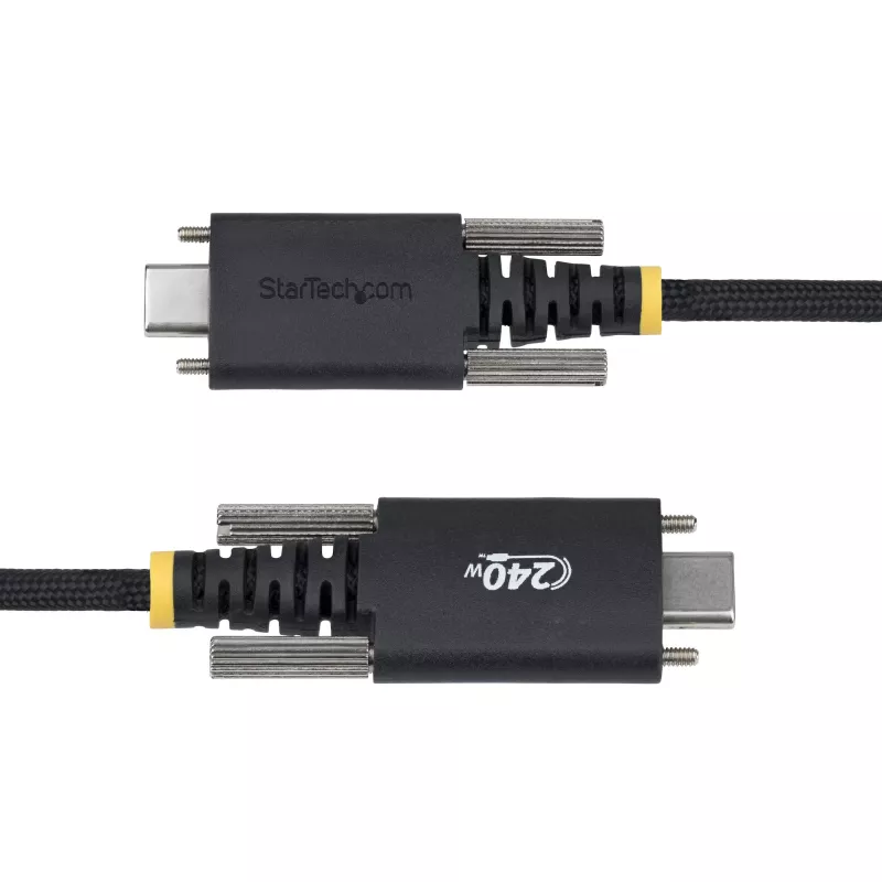 StarTech.com 10ft (3m) USB-C įkrovimo laidas, patvarus ir itin lankstus, su šoniniais fiksavimo varžtais, 240W (5A) PD EPR, USB 2.0 nešiojamojo kompiuterio įkrovimo laidas, USB-IF sertifikuotas, tvirtas USB-C įkrovimo laidas