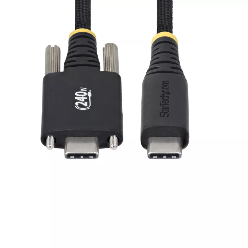 StarTech.com 10ft (3m) USB-C įkrovimo laidas, patvarus ir itin lankstus, su šoniniais fiksavimo varžtais, 240W (5A) PD EPR, USB 2.0 nešiojamojo kompiuterio įkrovimo laidas, USB-IF sertifikuotas, tvirtas USB-C įkrovimo laidas