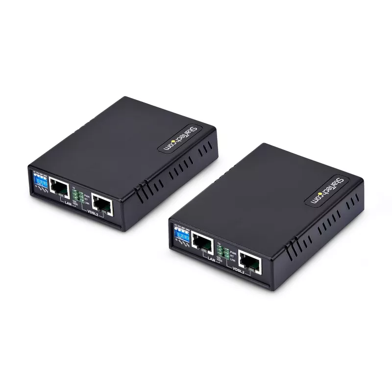 „StarTech.com“ VDSL2 Ethernet tiltų rinkinys per vieną porą laidų, iki 0,6 mylios (1 km) nuotolio LAN kartotuvas per telefono liniją/CAT5e/CAT6, iki 300 Mbps, pakeitimas 110VDSLEXTEU – TAA