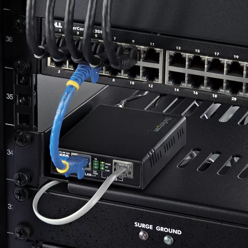 „StarTech.com“ VDSL2 Ethernet tiltų rinkinys per vieną porą laidų, iki 0,6 mylios (1 km) nuotolio LAN kartotuvas per telefono liniją/CAT5e/CAT6, iki 300 Mbps, pakeitimas 110VDSLEXTEU – TAA