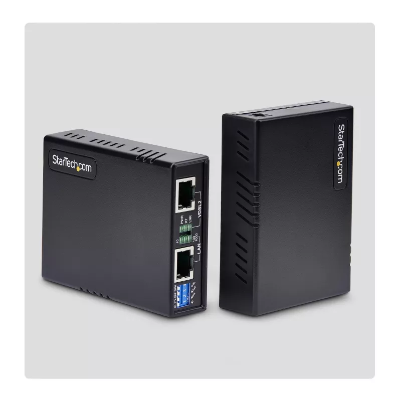 „StarTech.com“ VDSL2 Ethernet tiltų rinkinys per vieną porą laidų, iki 0,6 mylios (1 km) nuotolio LAN kartotuvas per telefono liniją/CAT5e/CAT6, iki 300 Mbps, pakeitimas 110VDSLEXTEU – TAA