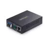 StarTech.com Gigabito eterneto varinių signalų keitiklis į šviesolaidį, SM LC, 20 km, 10/100/1000 Mbps, RJ45 į LC, pilnas metalas, 9K dideli rėmeliai, TAA atitikmuo