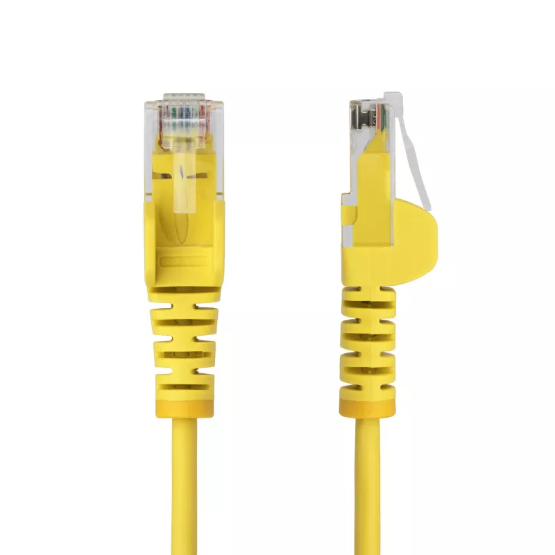 StarTech.com 1,5 m geltonas plonas CAT6 eterneto kabelis, be užkabliukų, 100W PoE, UTP, LSZH, 28AWG gryna varinė viela, plonas RJ45 tinklo jungiamasis laidas su įtempimo mažinimo elementais, individualiai išbandytas